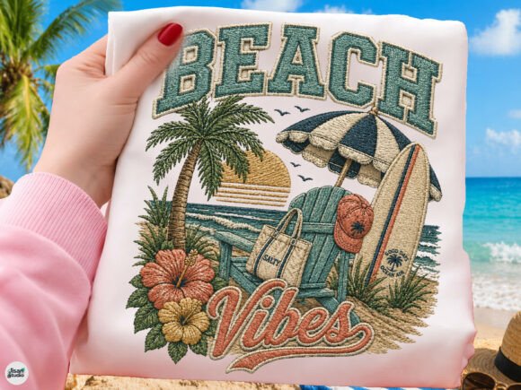 Beach Vibes Vintage Summer Vacation PNG