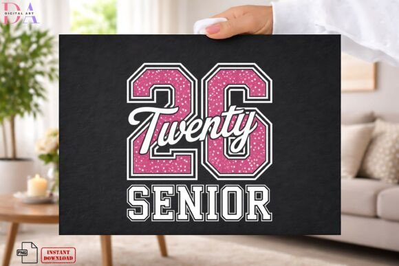 Celebrate in Style: The Twenty 26 Senior Pink Glitter Graduation PNG