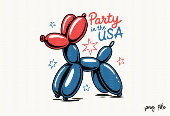Celebrate with a Balloon Dog Party in the USA PNG