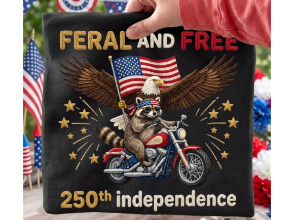 Feral and Free: The Raccoon Biker Graphic for 4th July