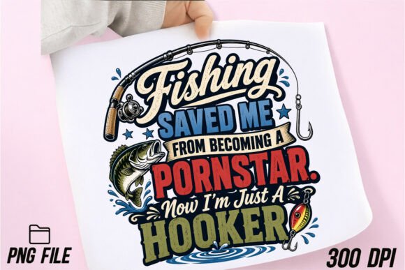 Funny Fishing Hooked Bass Humor PNG: Your Next Design Catch