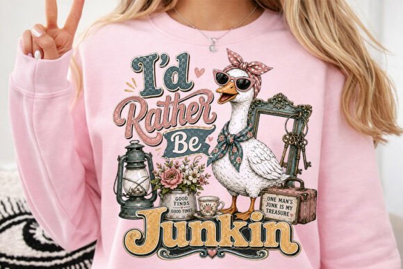 I’d Rather Be Junkin Vintage Goose PNG: A Folk Art Essential