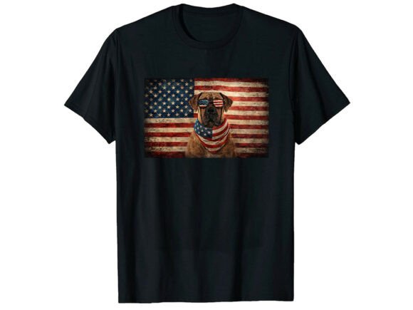 Patriotic Boerboel: A Bold 4th of July Design Asset