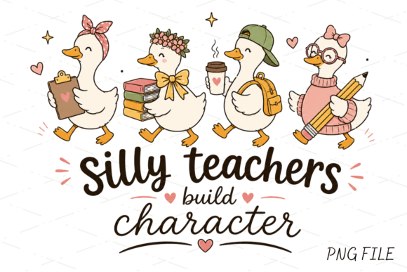Silly Teachers PNG: A Cute Duck Design for Classroom Creativity